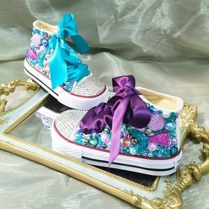 Mermaid Ocean Canvas Sneakers Toddler Girls Size 5.5 - 6